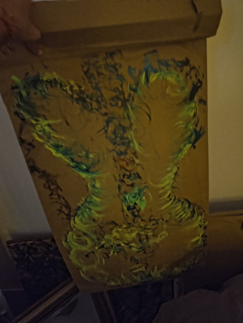 Handmade Butterfly Canvas Art in Green & Yellow by